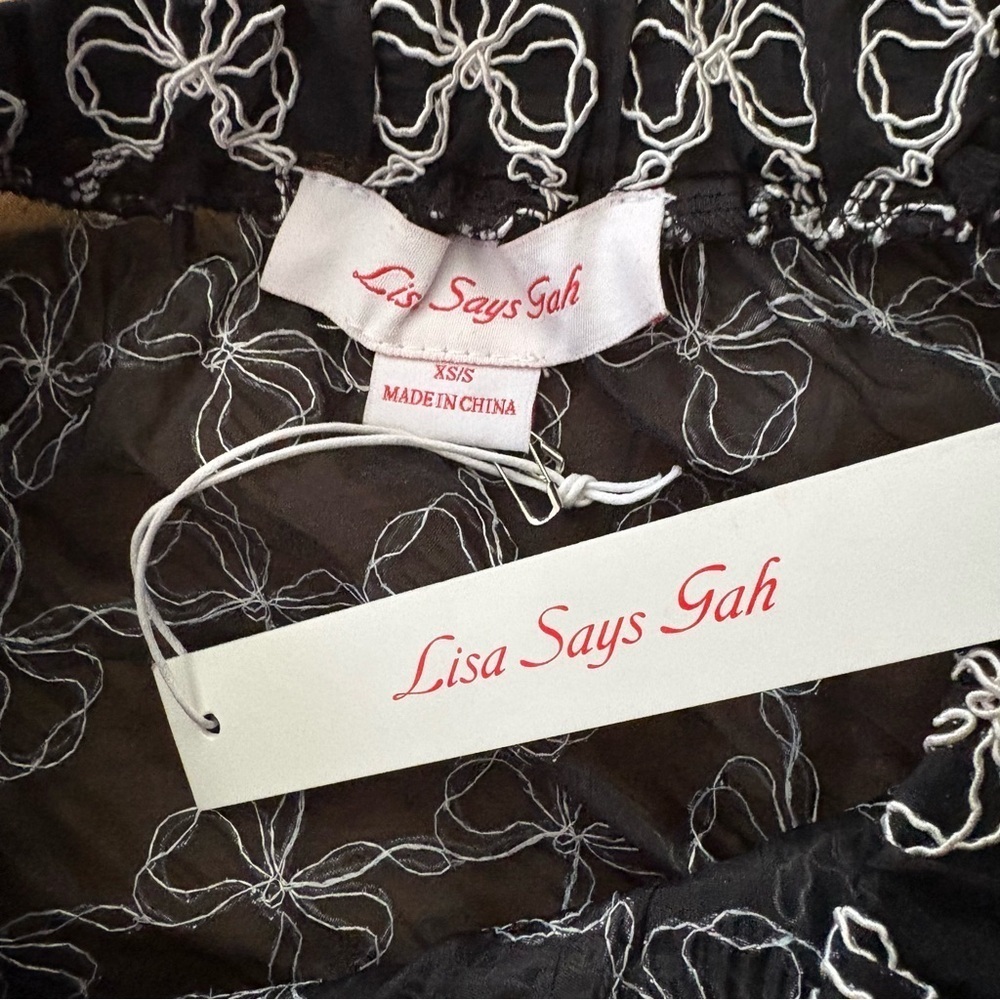 Lisa Says Gah Sheer Black Bow Print Skirt Size XXS - Picture 6 of 7